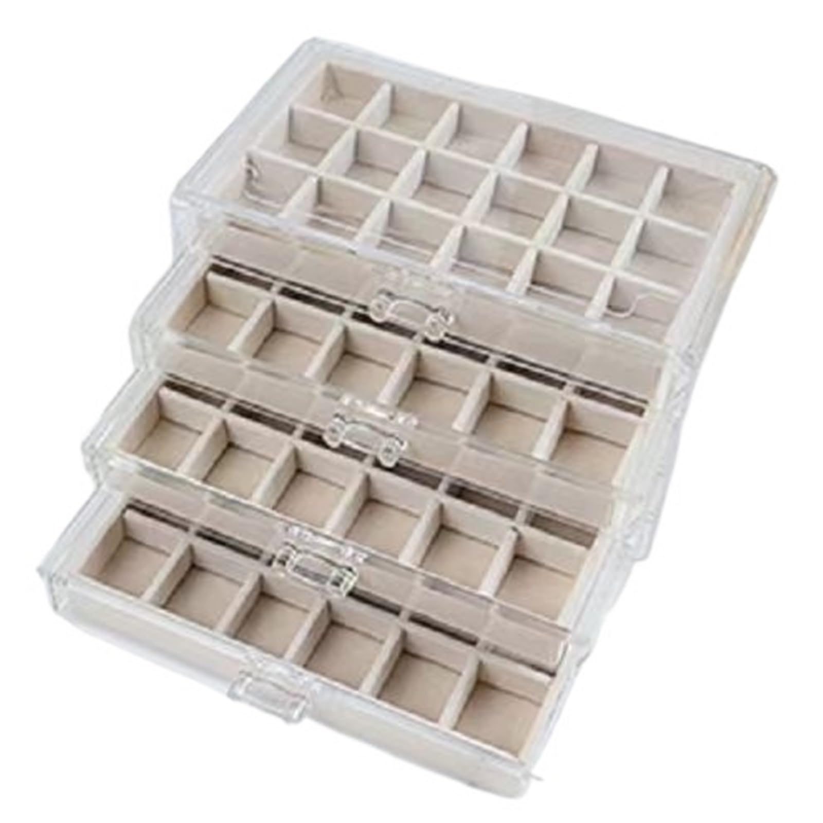 YUSUZH Jewelry Organizer Box Transparent Display Case 5 Layer Earrings Necklace Ring Plastic Organizing Boxes Velvet Tray Gifts for Rings, Earrings