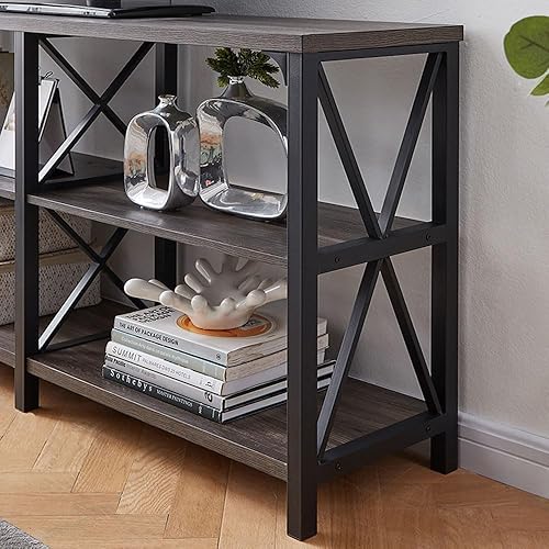 Miniatura 87 de LVB Mesa de sofá rústica, mesa consola de granja para sala de estar, mesa de entrada de pasillo con almacenamiento, mesa de entrada para vestíbulo,