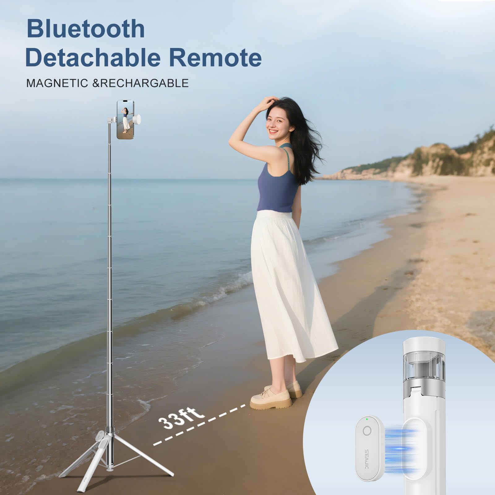 Trípode automático para teléfono de 66 pulgadas con control remoto, trípode para teléfono celular para grabación de video de iPhone y transmisión en vivo, trípode ajustable para creadores de