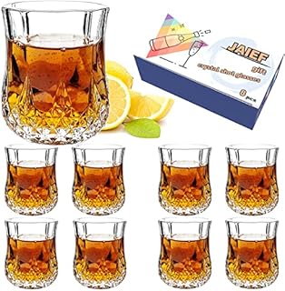 JAIEF 60ml Shot Glasses, Lead-Free Glass, Clear Heavy Base Shot Glass (A01 Set of 8)