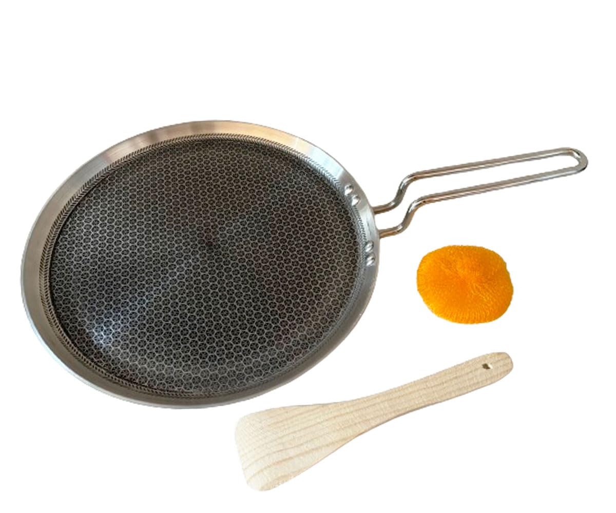 Dosa-Tawa-Pfanne, Edelstahl, 3-fach Wabenstruktur, für Induktion  
