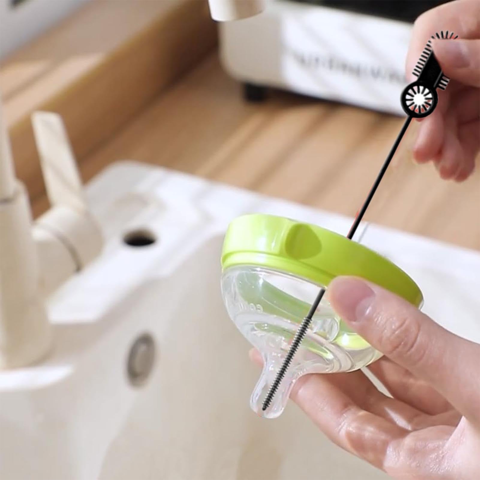 Reinigungsbürste für lange Strohhalme, 2-teiliges Wasserflaschen-Reinigungsset, flexibler Nylonborsten, Rohrschrubber mit verlängertem Griff-Design, Küchenstab mit glatter Oberfläche