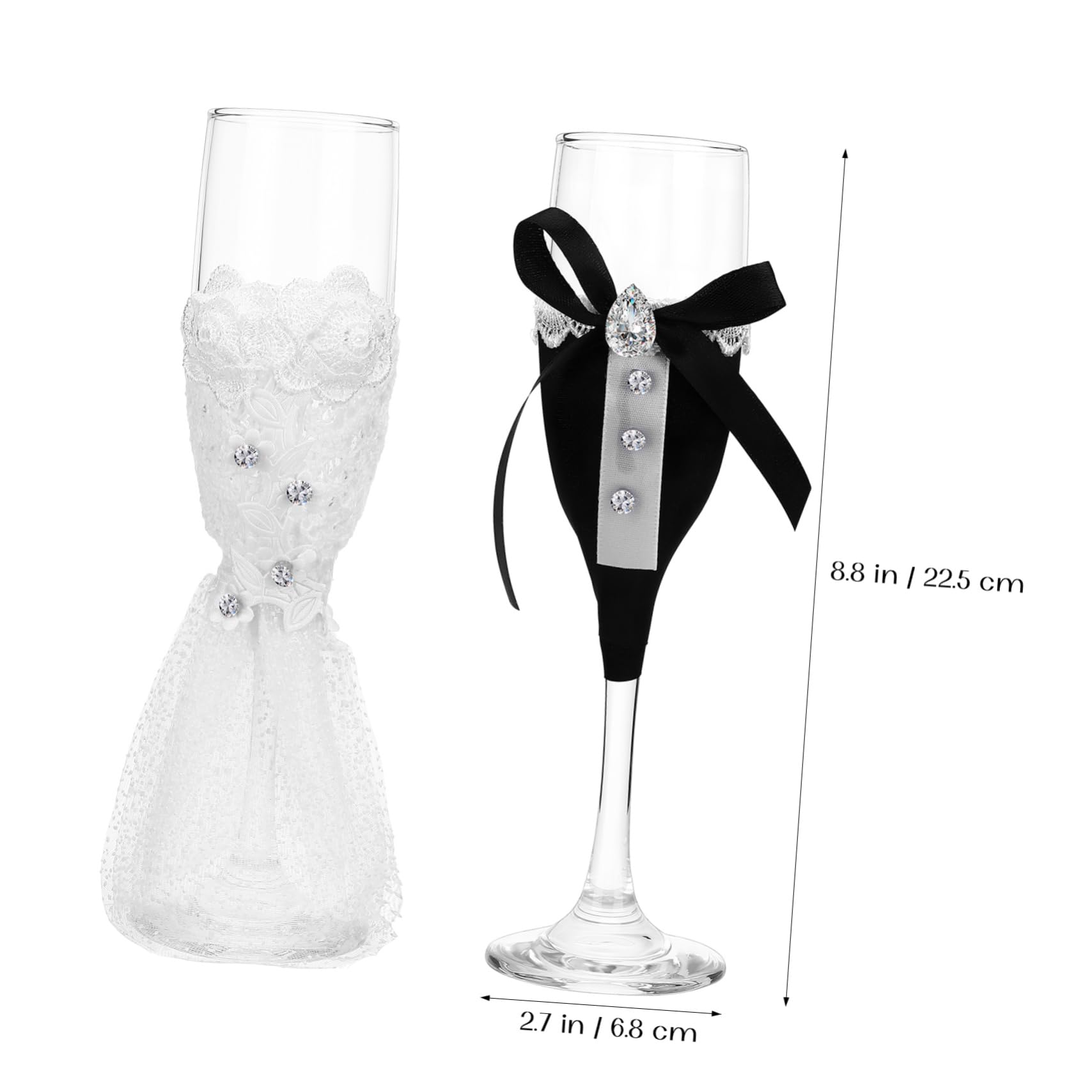Alipis Copas de Brindis de Boda Novios, 1 Juego de Vidrio