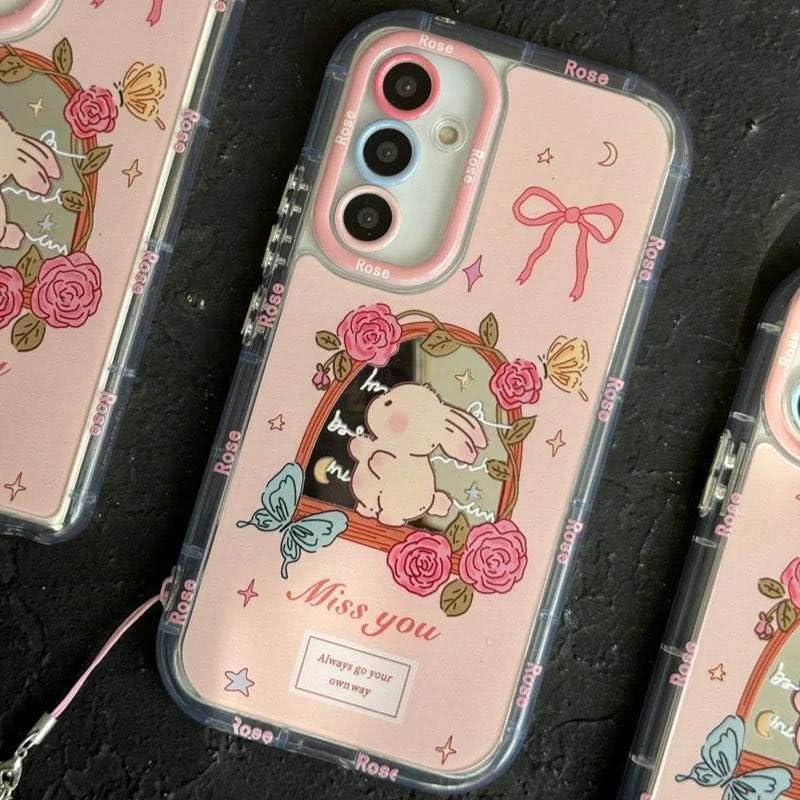 Image of Peeperly Back Cover Case for Samsung Galaxy S23 Ultra Scratch Resistant Anti-Slip TPU Shockproof Protective Durable Florina Bunny Case for Girls & Women