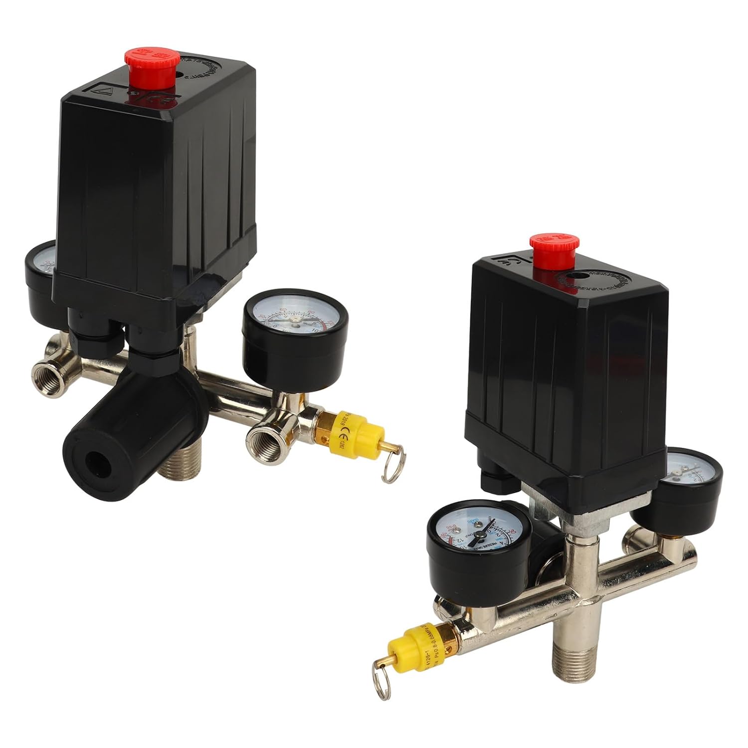 Air Compressor Pressure Switch Kit Automatic Control Valve with Barometer Heavy Duty Zinc Alloy Brass ABS Construction for Industrial Commercial Air Compressors