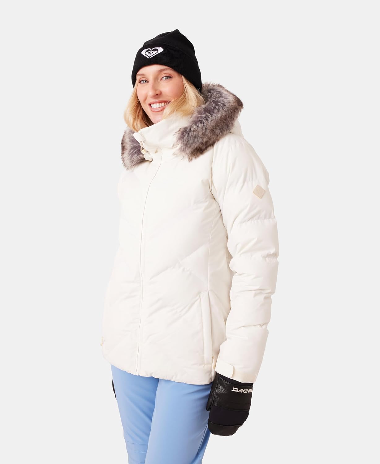 Roxy Women's Snowdrift Puffer Jacket – 10k Waterproof, Pfas-free, Hydrosmart, Faux Fur Hood
