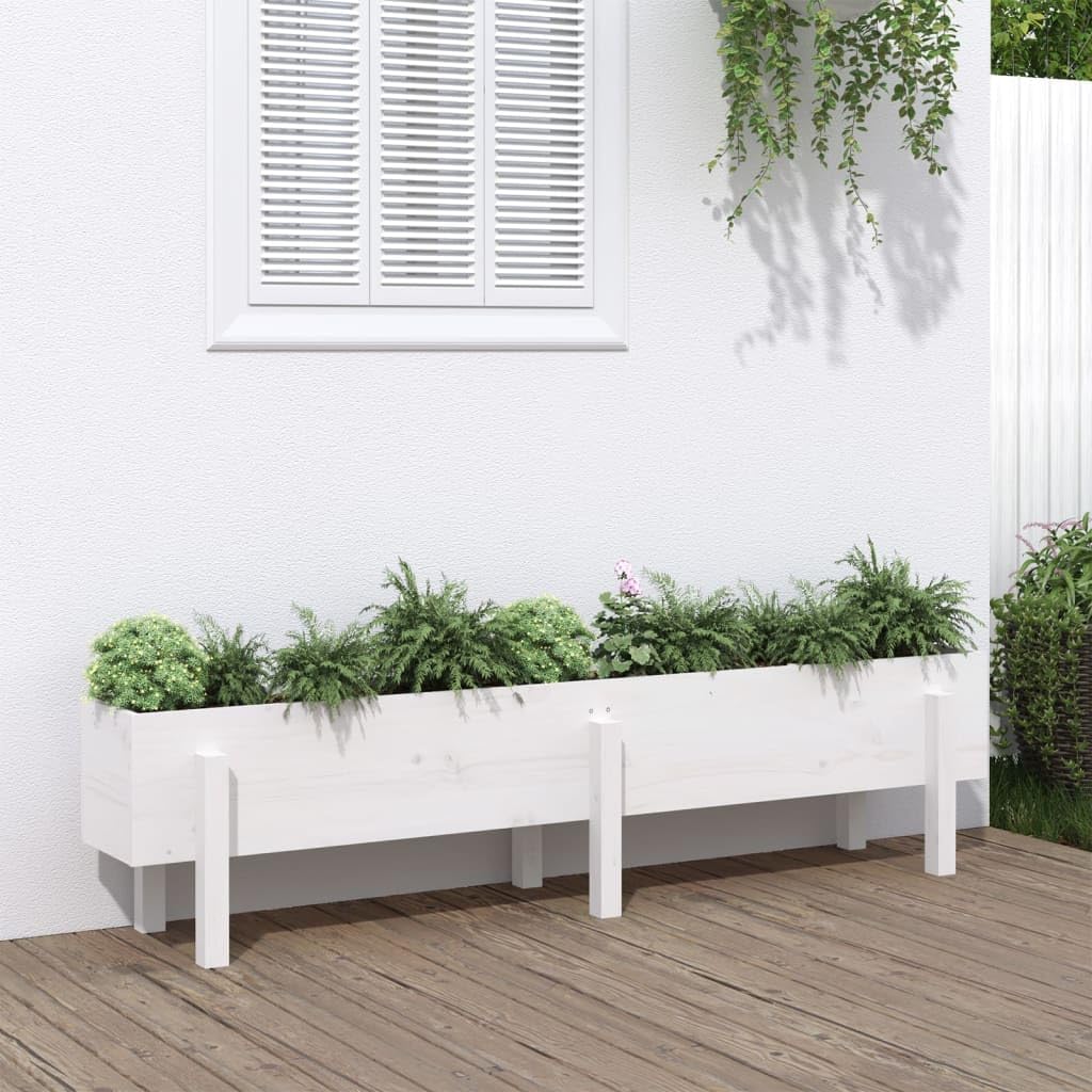 Fioriera rialzata da giardino, 160 x 30 x 38 cm, in legno di pino massiccio, per erbe, fiori, piante grasse e verdure, con drenaggio, per interni ed esterni