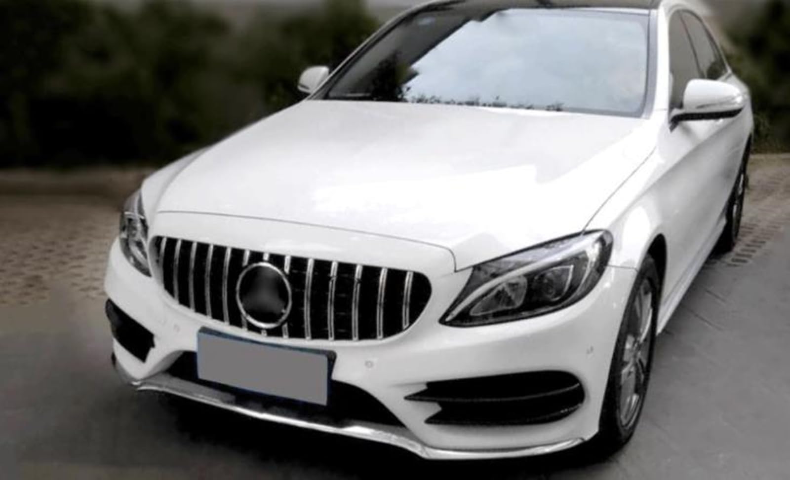 Parrilla delantera para Mercedes Benz Clase C W205 C250 C43 2014-2018 GT Plata Negro