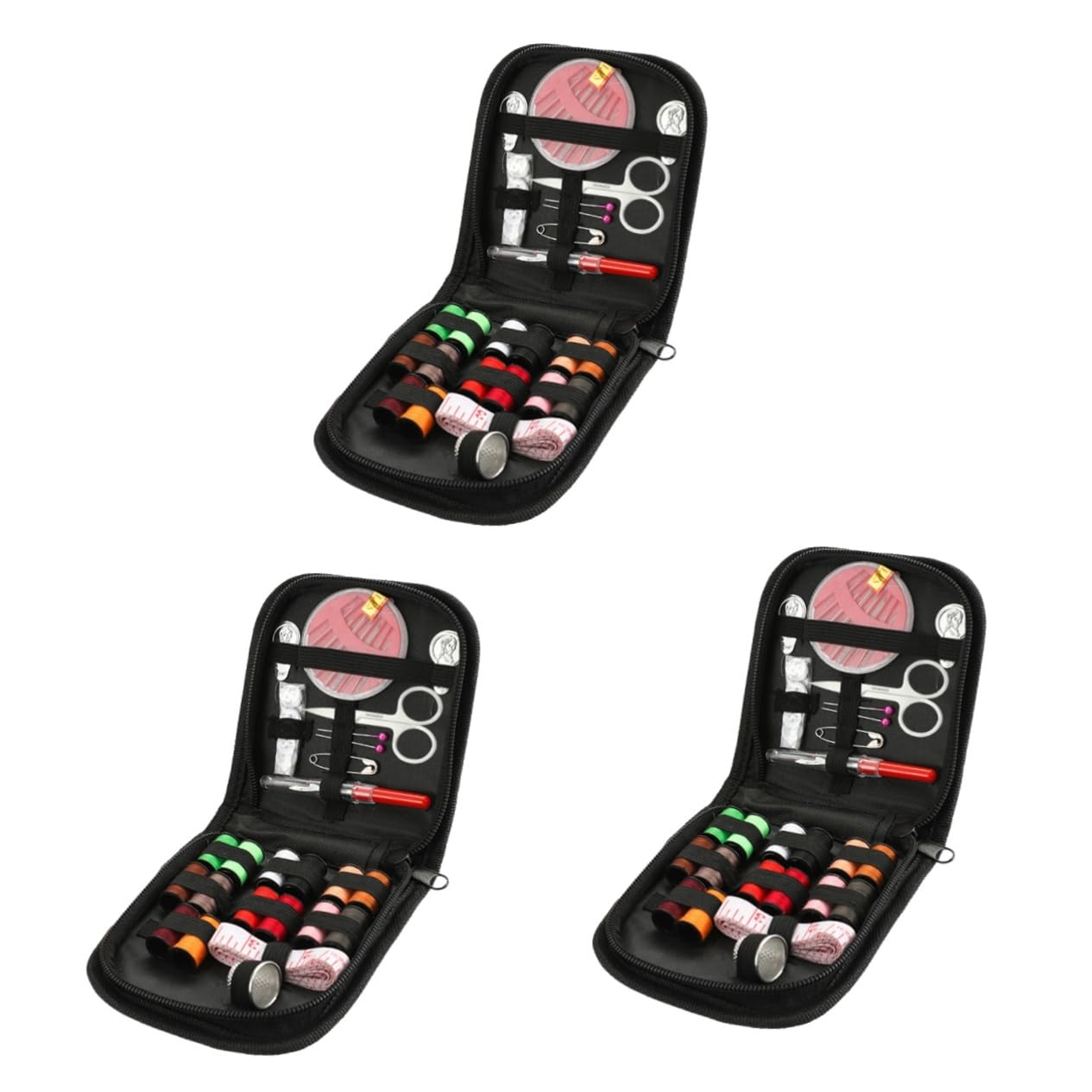 STOBOK 3juegos Kit De Costura Portátil Tijeras y Accesorios Para Viajes y Uso Doméstico Herramientas De Costura Prácticas y Completas Con Funda De Almacenamiento