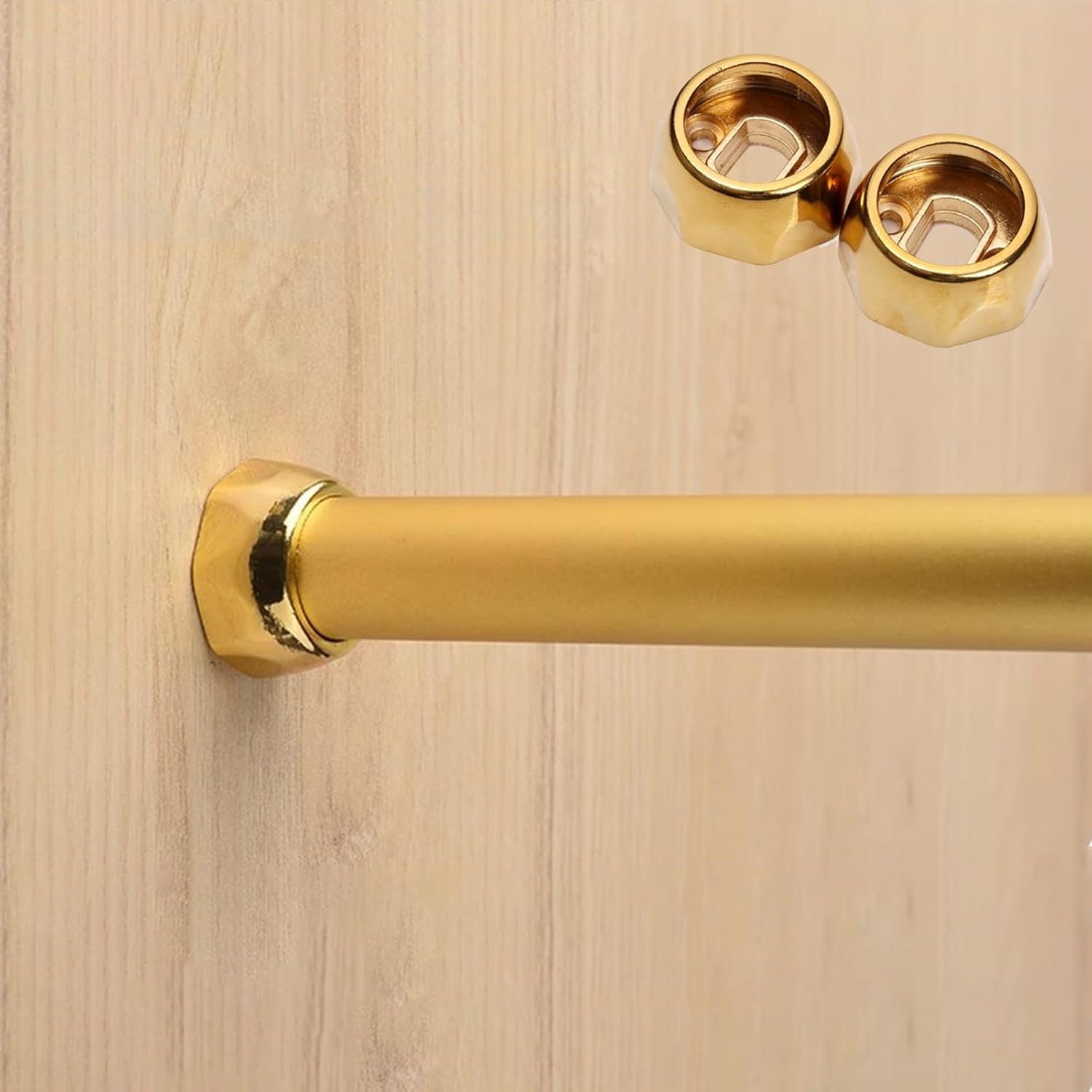 Heavy Duty 30in Aluminum Gold Closet Rod with End Support - Garment Organizer & Round Valet Rod for Clothes Hanging - Durable Pipe for Efficient Storage