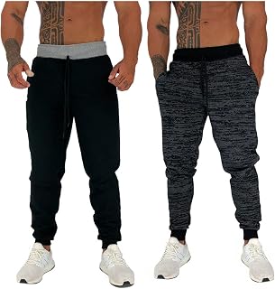 Kit 2 Calças Masculina Moletom MXD Conceito Slim Jogger Casual Cores Tradicionais Academia Lazer Treino Passeio