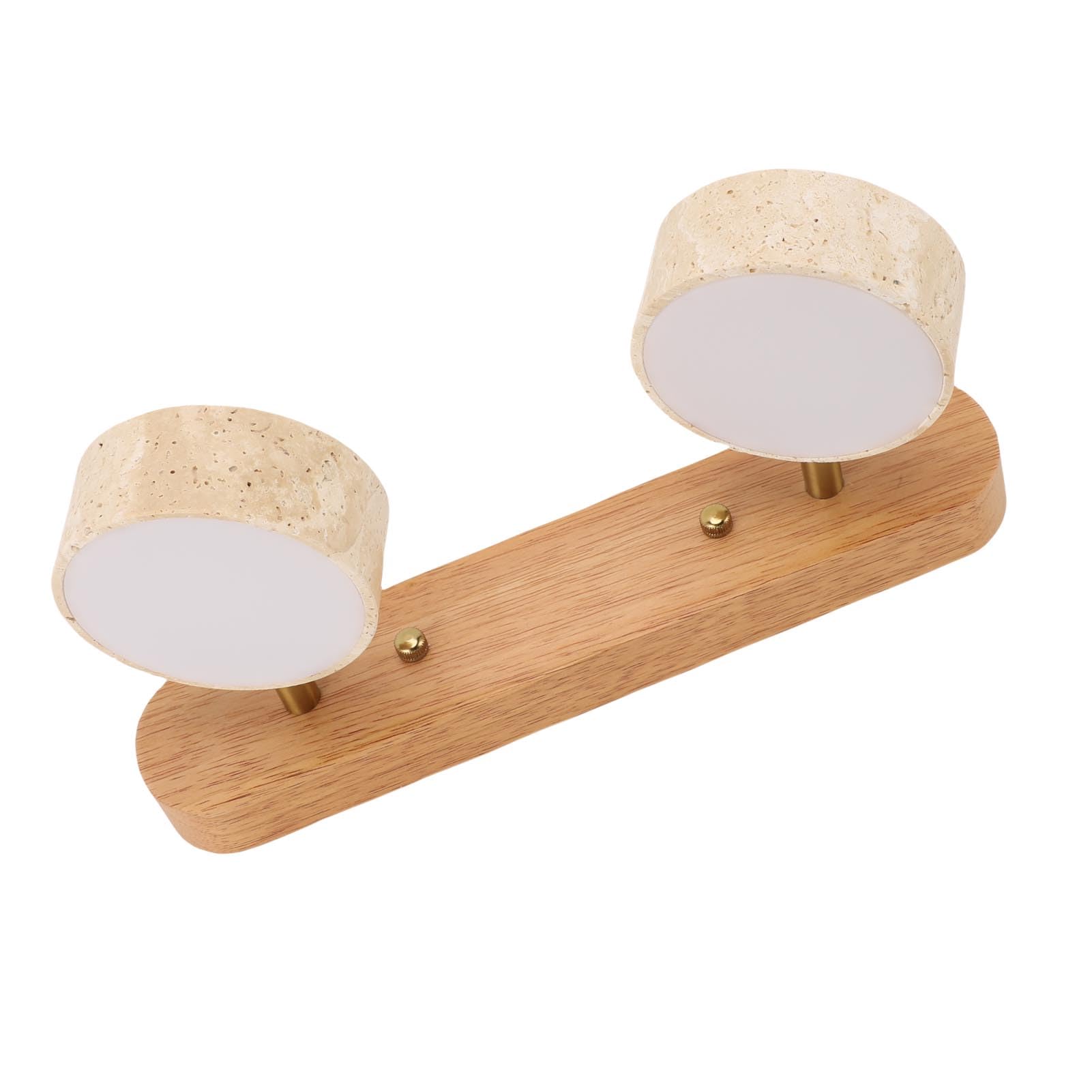 Modernlinder Vanity Light - 2 Applique Girevoli in Pietra Naturale, Elegante Oakody, Illuminazione da Parete a LED, Modi, Aree di Arredo (Colore del legno)