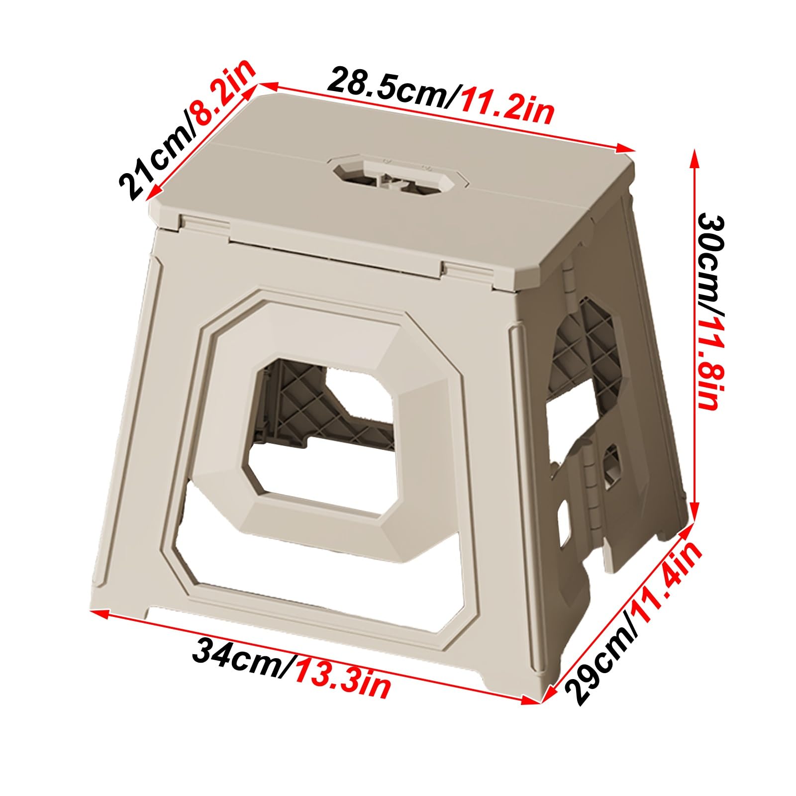 Sgabello Pieghevole Portatile, Sgabello da Bagno Antiscivolo con Blocco di Sicurezza, Facile da Trasportare per Cucina, Bagno, Campeggio(Beige,Small)