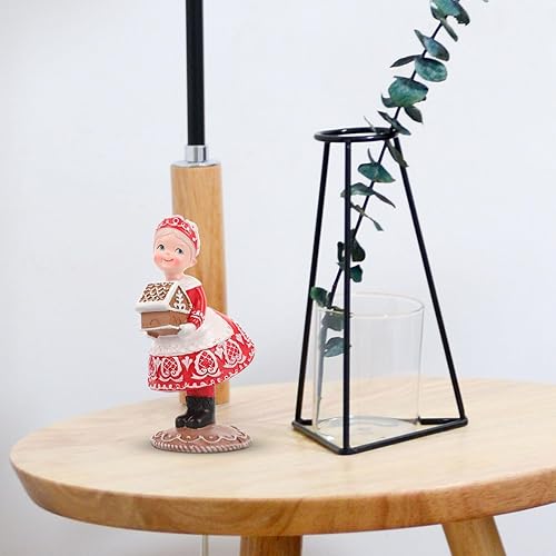 Miniatura 2 de EXCEART Figuras de jengibre de la señora de Papá Noel, de resina, de Navidad, de pie, con figura de pan de jengibre para decoración de fiesta de