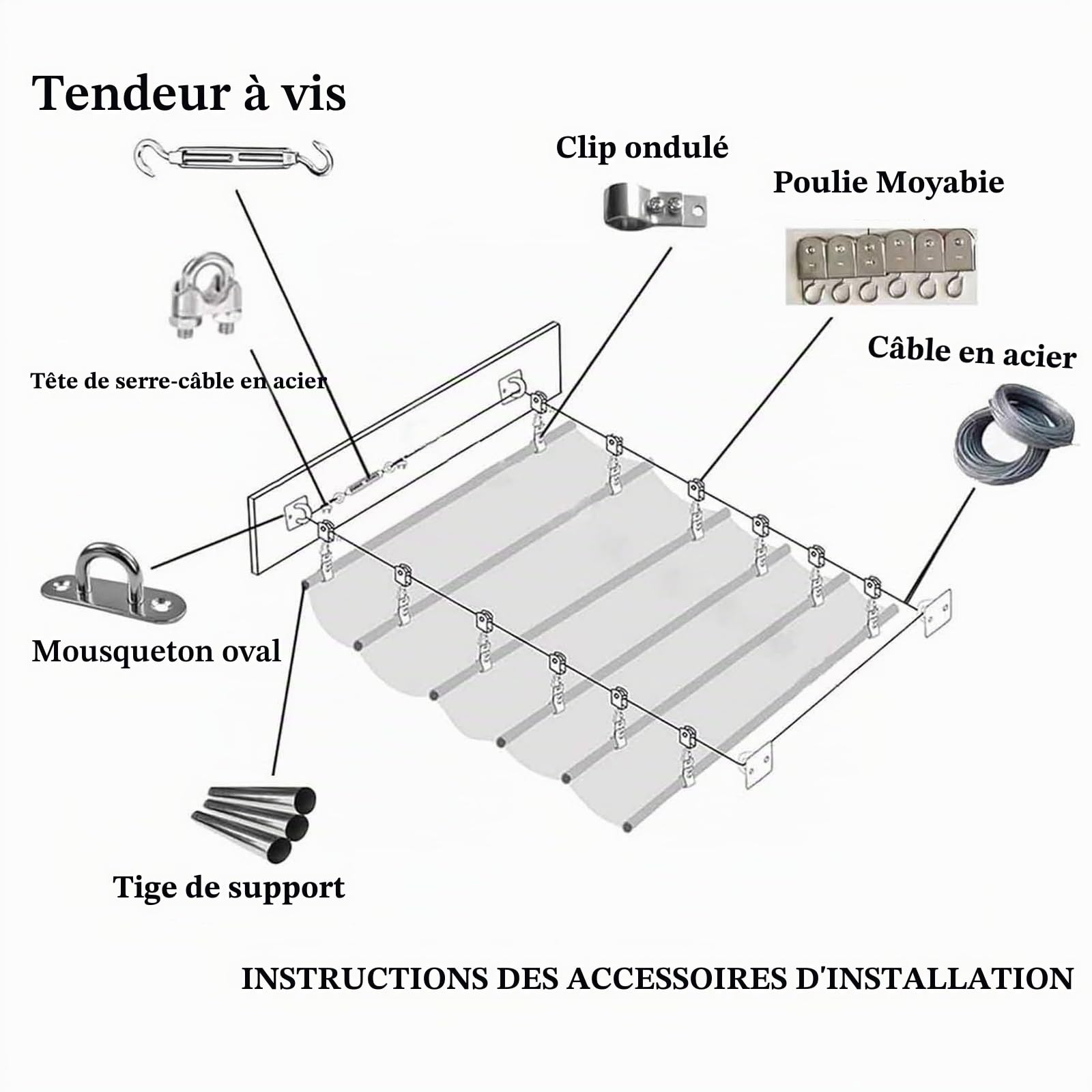 Voile d'ombrage rétractable sur Mesure pour pergola,Voile d'ombrage Coulissant, Personnalisable,Voile-D'ombrage Multi Couleur Taille Bâche Ombrage UV Protection Solaire(W2*L6m/W6.56*L19.68ft)