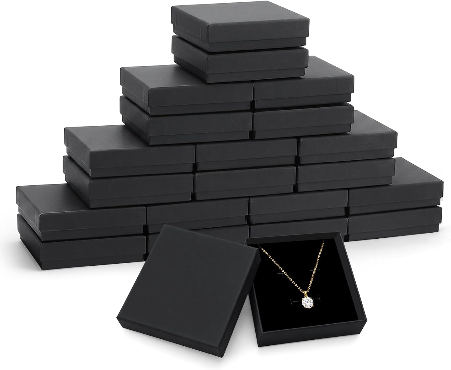 PartyCrazye Small Jewelry Gift Boxes, 20 Pack 3.5x3.5x1 Inch, Black