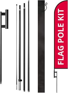 ASHUR Feather Flag Pole Kit, 12ft Tall 100% Fiberglass W/ 31" Heavy Duty Ground Stake, for High-Visibility Feather Flags, Outdoor Custom Business Advertising Banners, Swooper Pole kit, 1Set 12ft