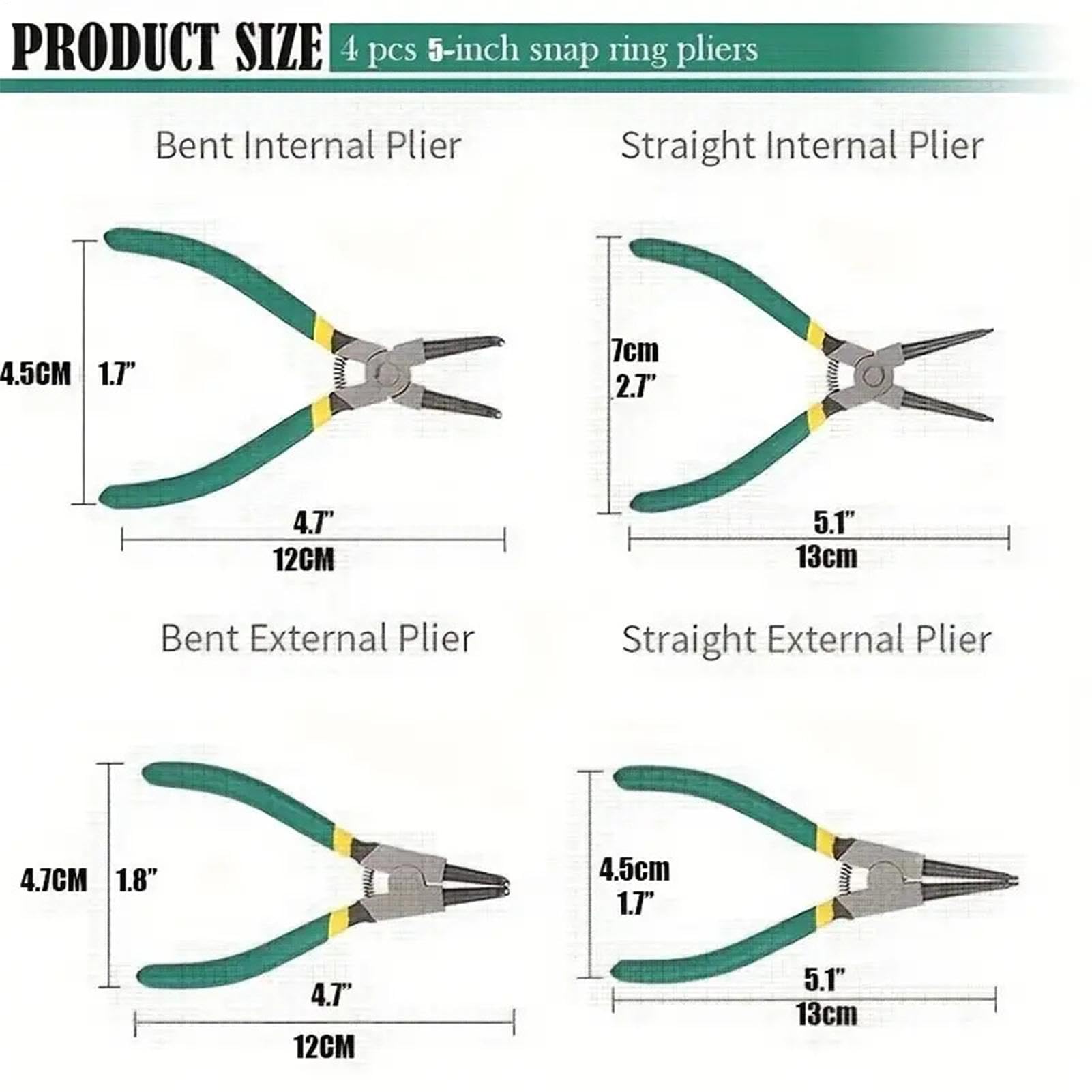Kit Pinze Per Anelli Elastici Pinze A Molla, Punte A Ganasce Curve, Gancio | Circlip Estrattore Multifunzione Interno Ed Esterno Per Anelli Elastici Riparazioni Auto E Officina Meccanica