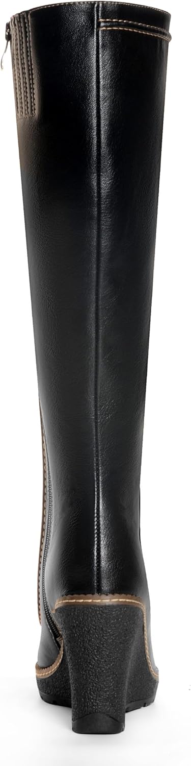 ANN CREEK Knee High Boots for Women Wedge Boots for Women Wedge Heels Women’s Tall Long Boots Round Toe