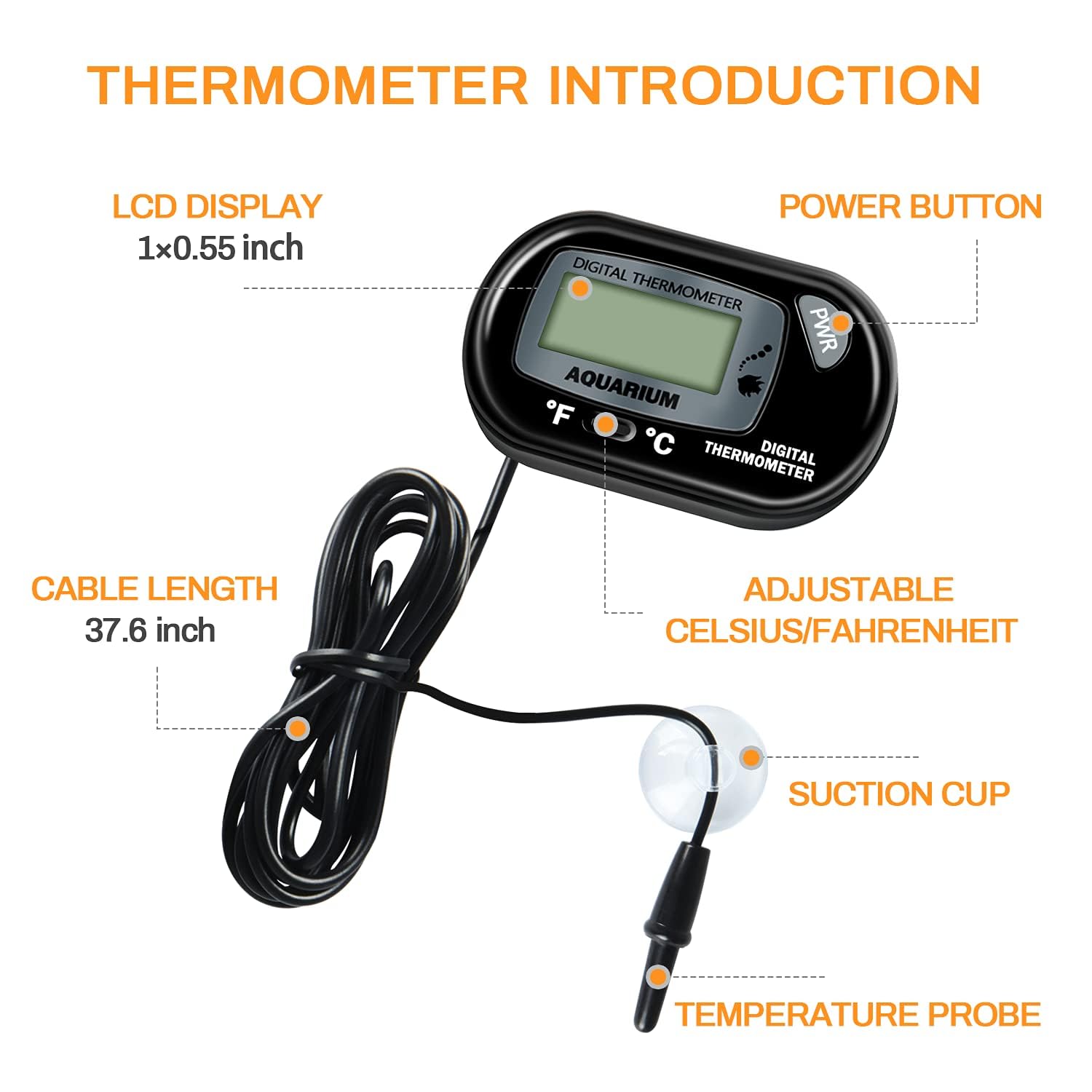 Simple Deluxe 150W Ceramic Heat Emitter Reptile Heat Lamp with Digital-Thermometer, for Pet Brooder Coop Chicken, Dragon Turtle Lizard Snake Aquarium Tank - image 5