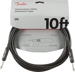 Fender Professional Series Instrument Cable, Guitar Cable 10 ft, Guitar Accessories, Stage Ready with Anti-Kinking Design, Black