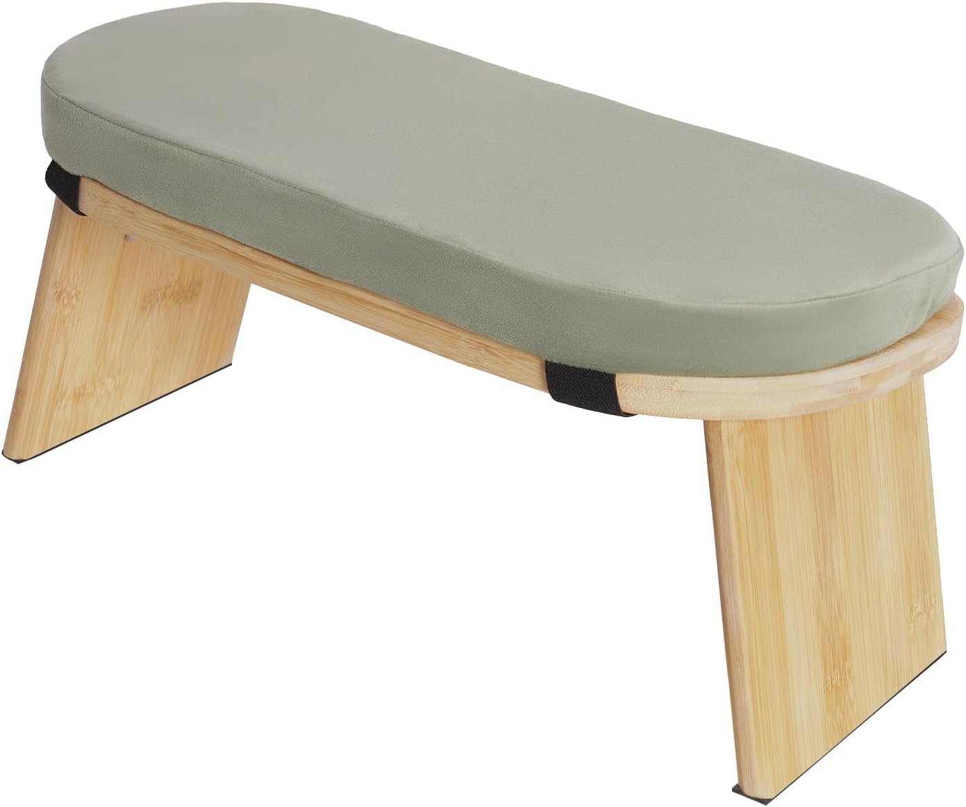 Bamboo Meditation Bench Folding Velvet Yoga Bench Prayer Bench for Kneeling at Home Meditation Seat Prayer Kneelers for Praying, 396.83lbs Load Capacity (Green)