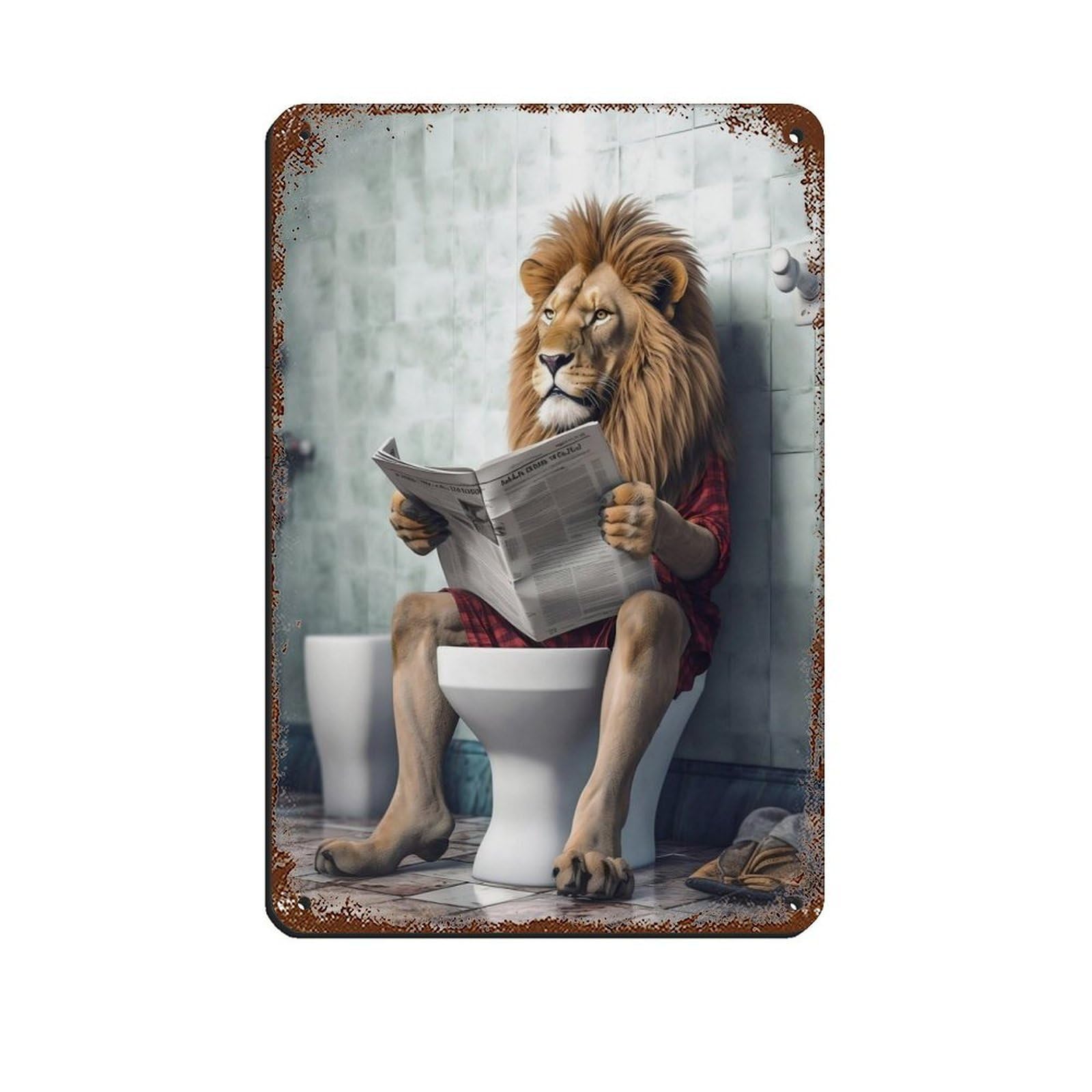 Lxwnze 20L X 30W Cm Whimsy Animal Art Lion Tin Sign Vintage Metal Pub Club Cafe Bar Home Wall Art Decoration Poster Retro 8X12inch(20X30cm)