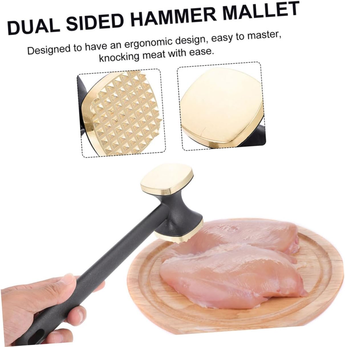 SHOWERORO 2pcs Heavy Duty Meat Hammer Ergonomic Kitchen Tool for Tenderizing Steak and Chicken Premium Stainless Steel Meat Mallet for Home Cooking for Bbq and Grilling