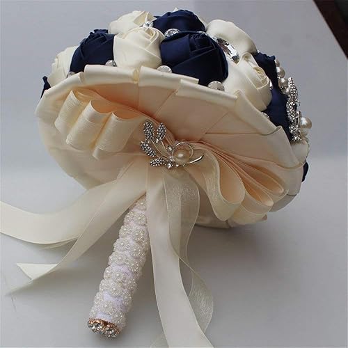 Miniatura 9 de Ramos de novia de satén de cristal, ramo de novia, romántico, dama de honor, flores para el día de San Valentín, confesión, fiesta, decoración de