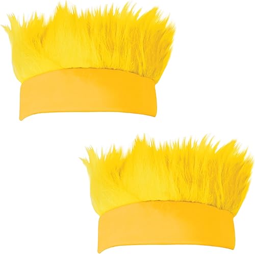 Beistle 2 piezas de diadema amarilla peluda sombrero para graduación, espíritu escolar, eventos deportivos, fiestas de portón trasero, accesorios de