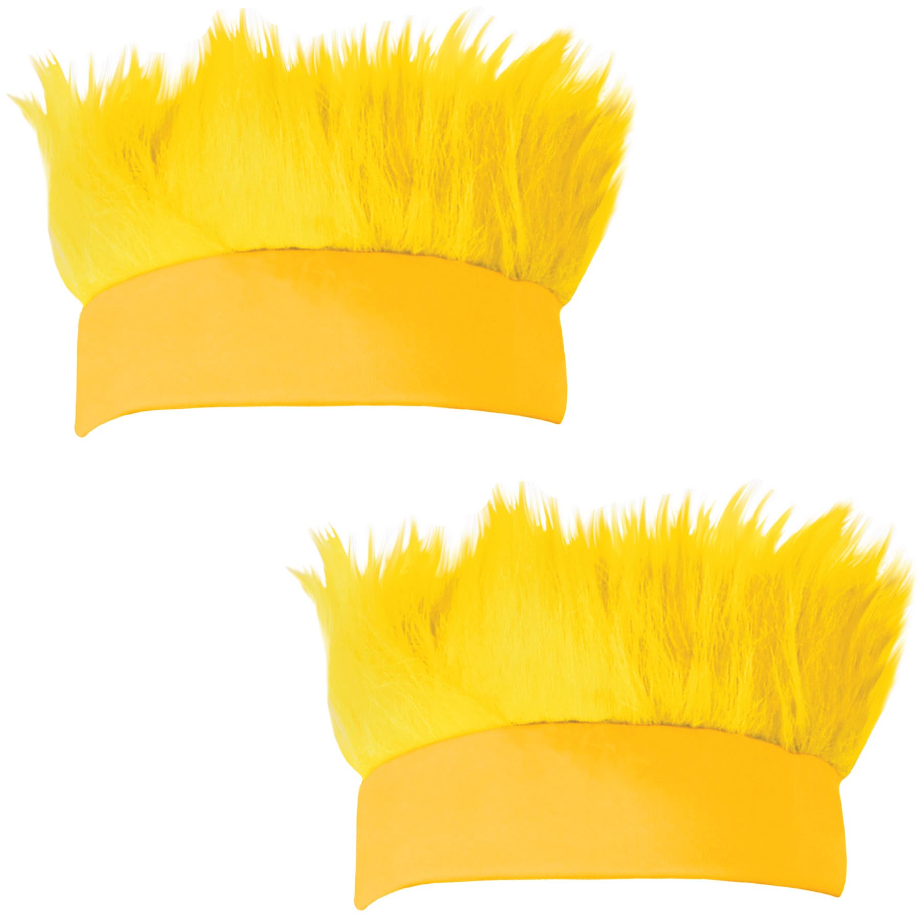Beistle2 Piece Yellow Hairy Headband Hat For Graduation School Spirit Sports Events Tailgate Parties Halloween Costume Accessory