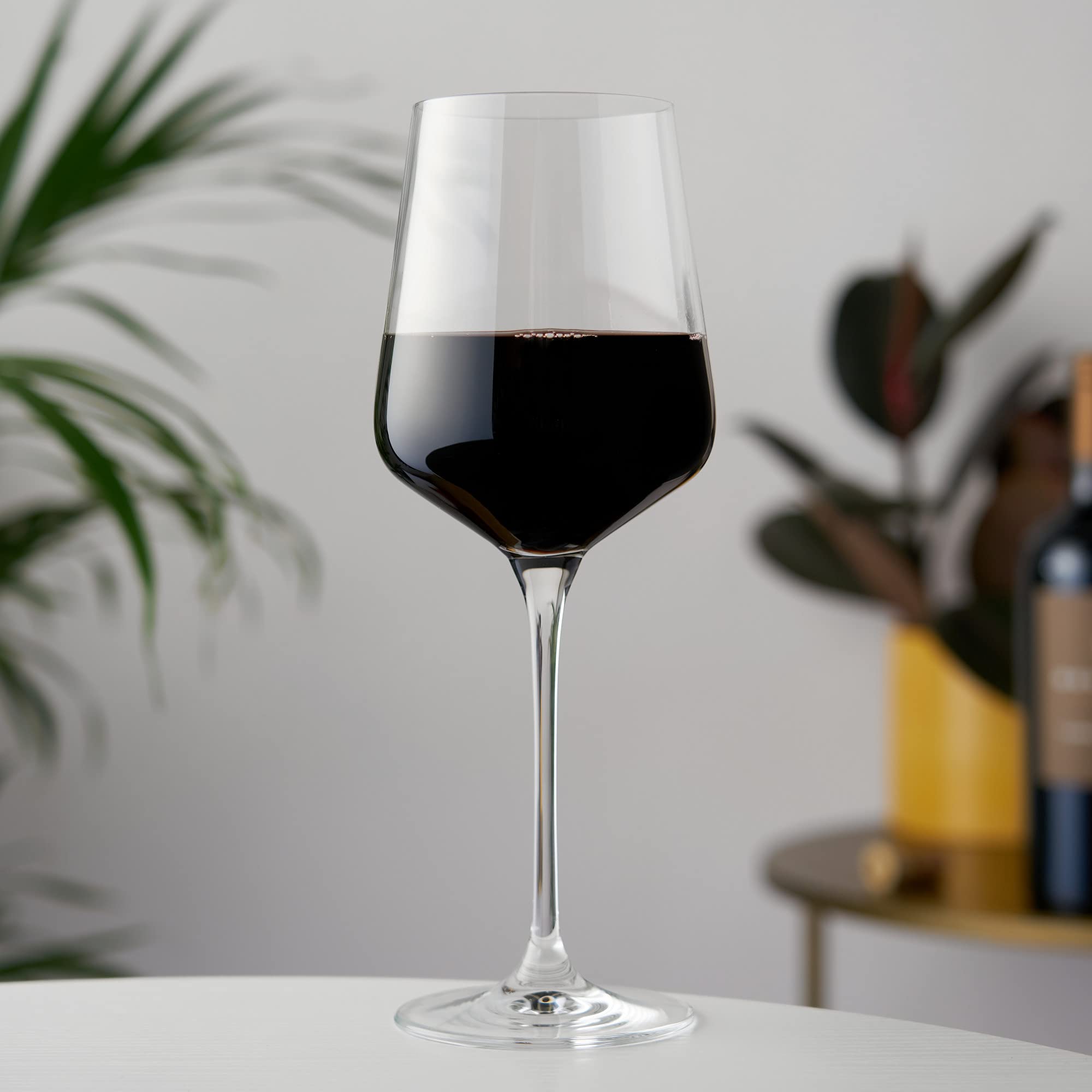 Viski Reserve - Copas de vino tinto de cristal europeo, 4 copas de vino tinto de cristal sin plomo, cristalería hecha en Europa, juego de 4 copas de vino con tallo, 21 onzas