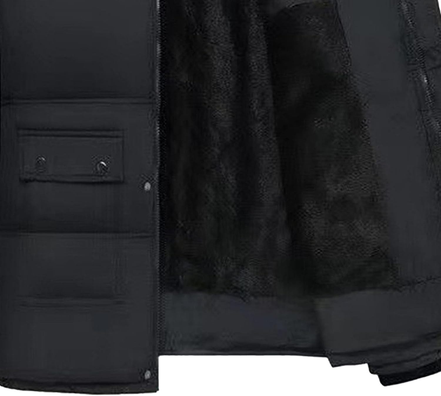 DGHM-JLMY Men's Winter Jacket with Hood Fleece Lined Thicken Parka Winter Coats Slim Fit Hooded Quilted Jacket Outwear