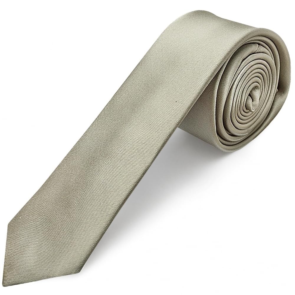 TIES R US Plain Dusty Sage Satin Skinny Men's Tie