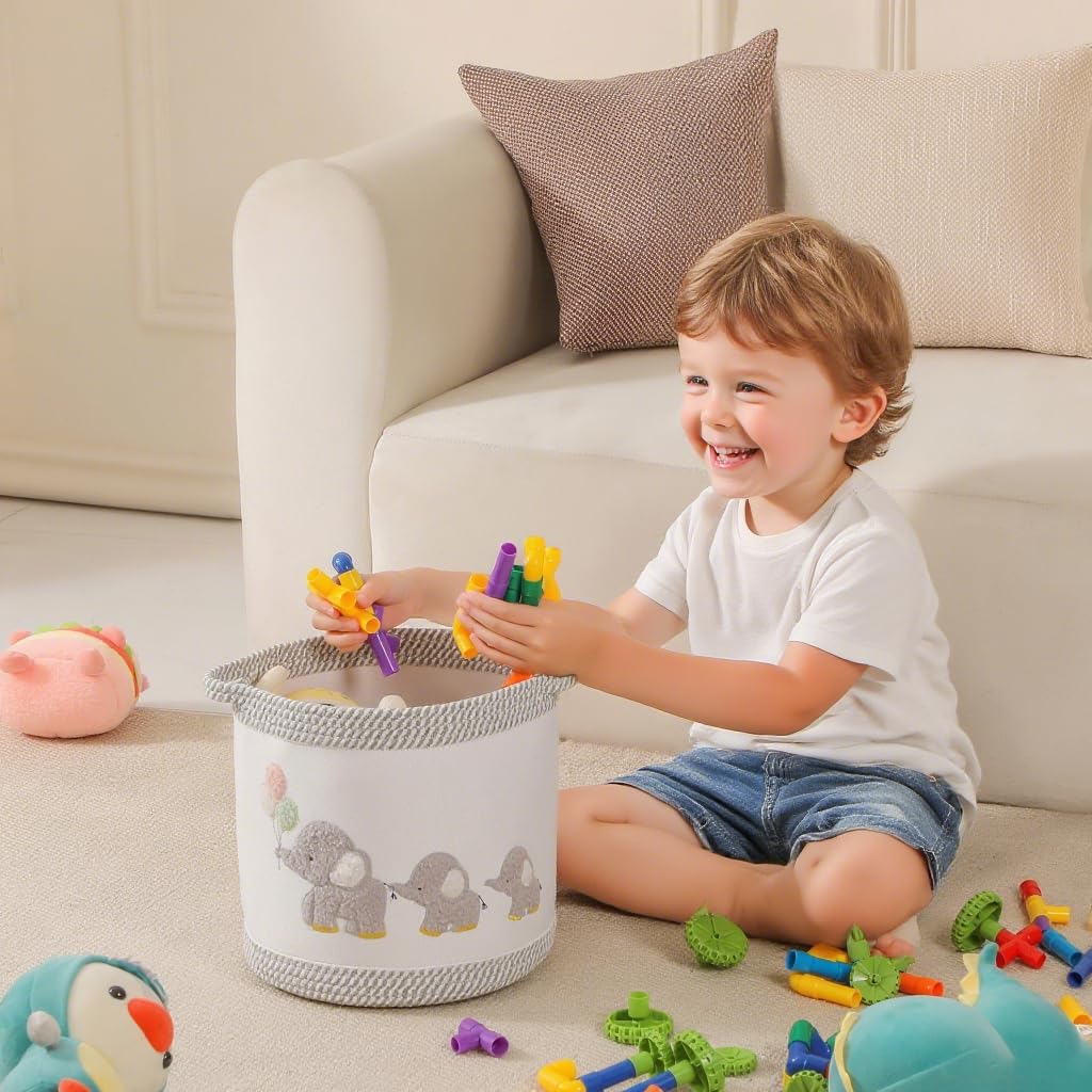 Baby Toy Basket Baby Washing Baskets Toy Storage Box, Kids Laundry Hamper Blanket Baskets - Image 3