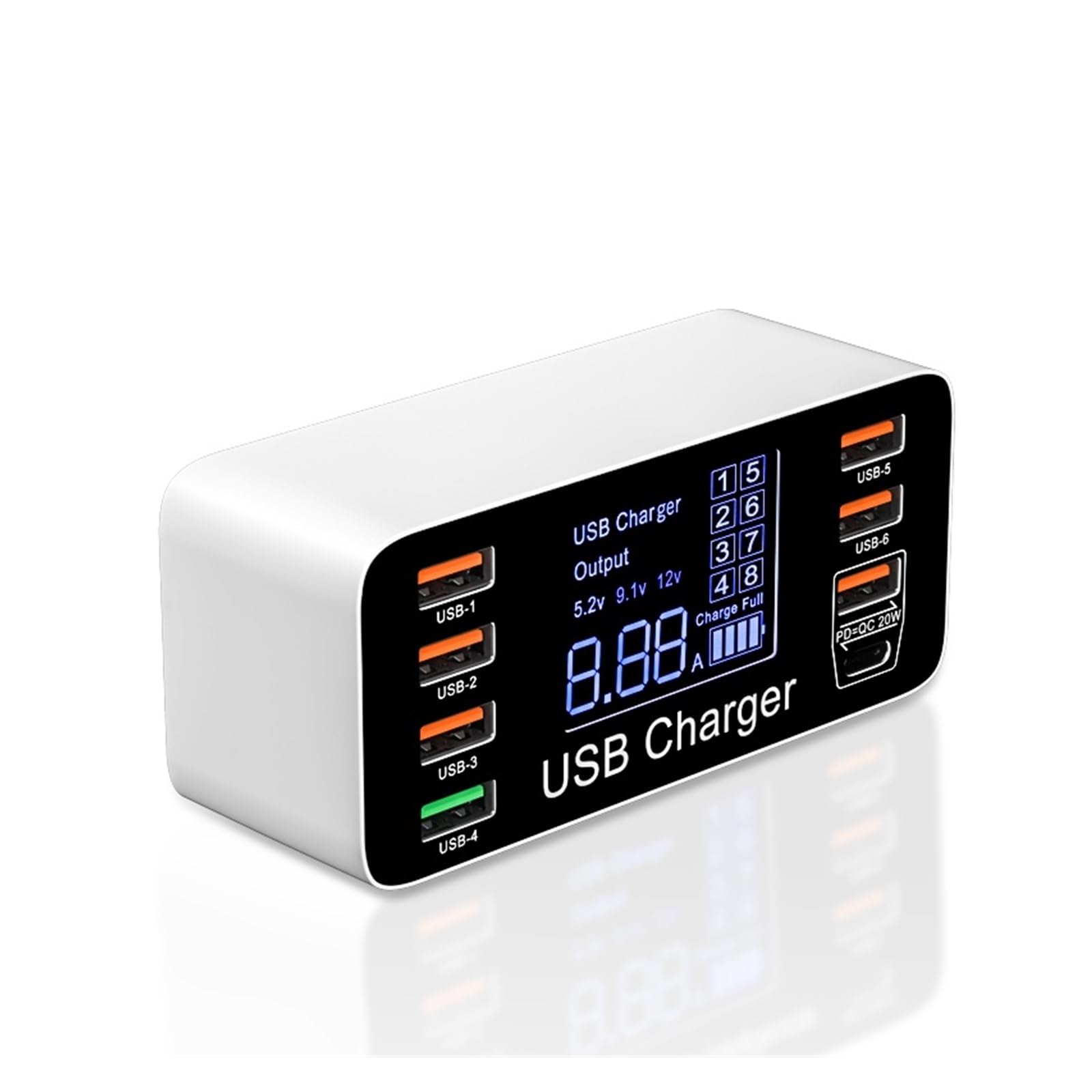 Caricatore USB, Adattatore for caricabatterie USB QC 3.0 4.0 a ricarica rapida da 60 W Caricatore rapido for tablet telefono USB C, supporta più ricariche rapide(40W QC3.0)