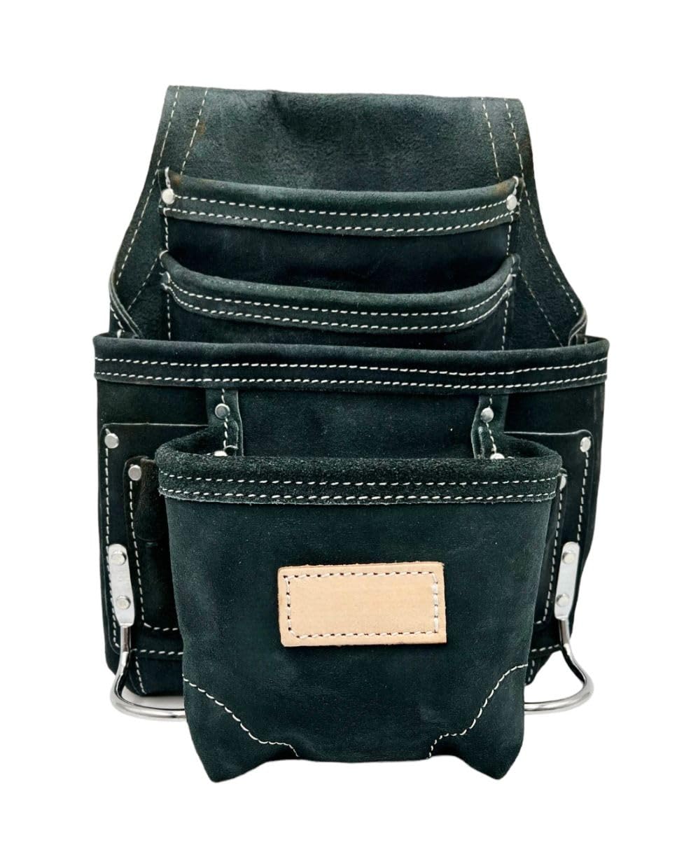 Supreme Leather10 Pockets Suede Leather Tool Pouch Blue Heavy Duty Construction Tool Pouch, Work Apron, w/Poly Web Pouch Quick Release Buckle