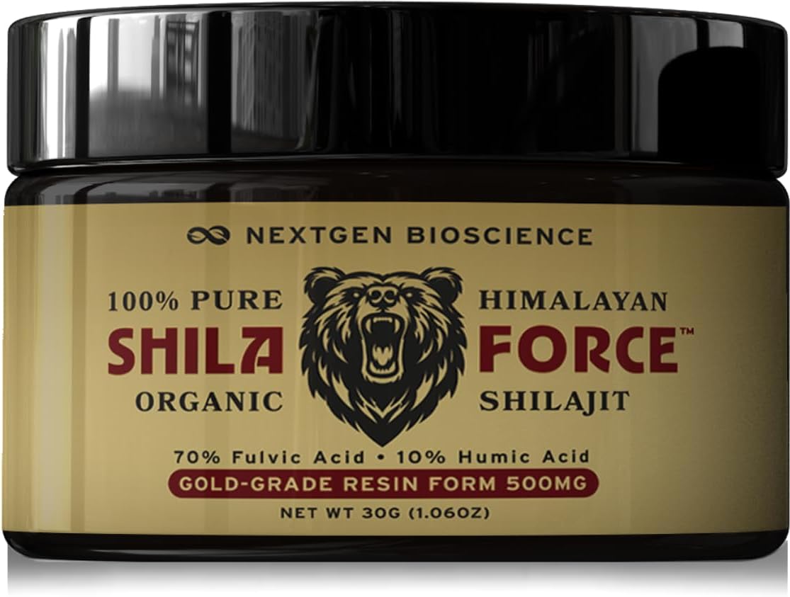 ShilaForce™ Shilajit Pure Gold-Grade Wild-Harvested Himalayan Organic Live Resin - 500mg 70% Fulvic Acid & 10% Humic Acid with 85+ Trace Minerals, 30g Made in USA, Brown