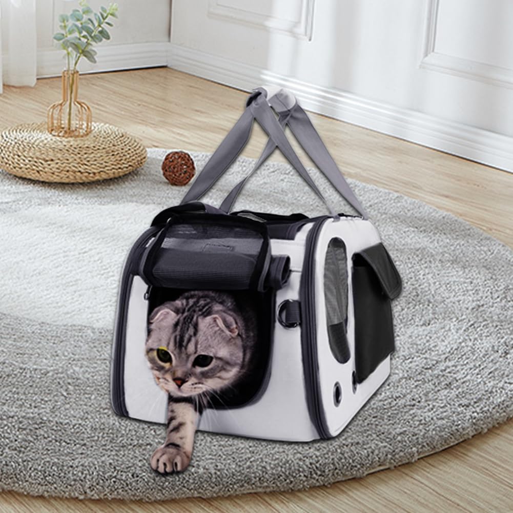 FOGARI Transportbox Für Katze & Hund - Faltbare Tragetasche Bis 5kg, Grau