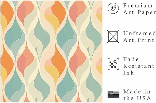 Miniatura 2 de Ethan Taylor Abstract Wall Art Prints Unframed Square Posters 'Retro 70s Hippie Groovy Pattern XI' Retro Home Décor for Living Room, Bedroom,