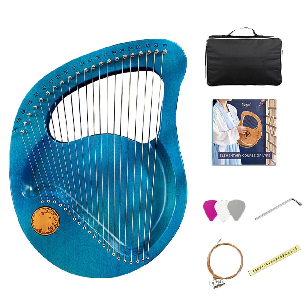 Lyar 21/24 Strunowy, Harmonijka Kciukowa, Kształt Mango, Korpus Ksylofonu Z Forniru Mahoniowego, Instrument Dla Początkujących, Łatwa W Nauce Profesjonalna Harf(Struny Blue_21)