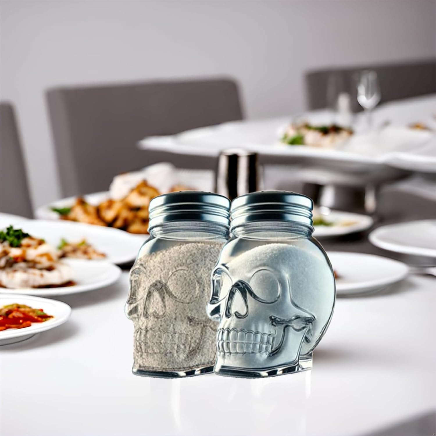 Funny Salt and Pepper Glass Bottle Unique Cat Dog And Skull Designs Stylish Spice Containers Perfect For Family And Restaurant Use (Full set (6 pieces))