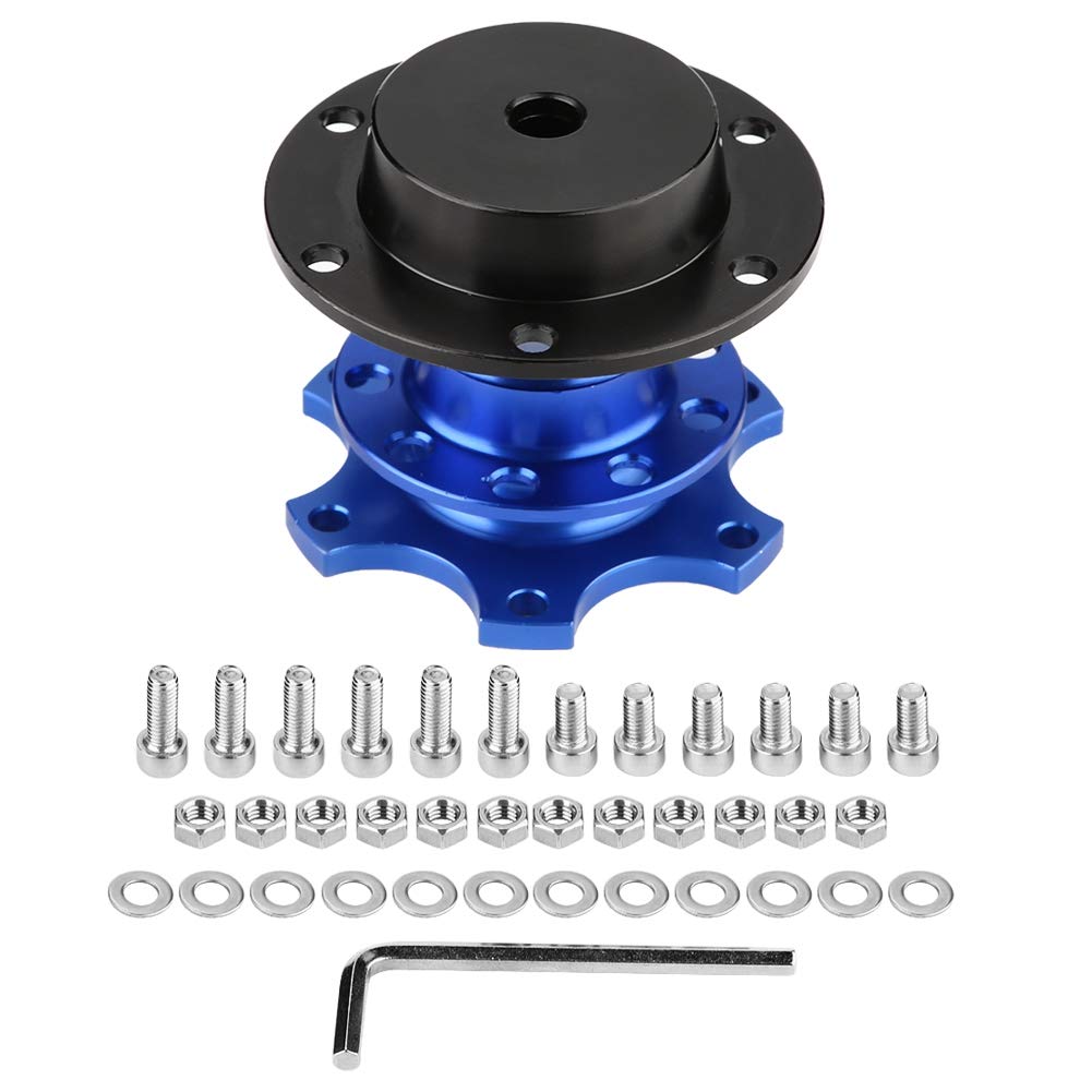 Universal Auto Lenkrad Schnellverschluss HUB Racing Adapter Snap Off Kit mit Schrauben Race/Rally/Motorsport(Blau)