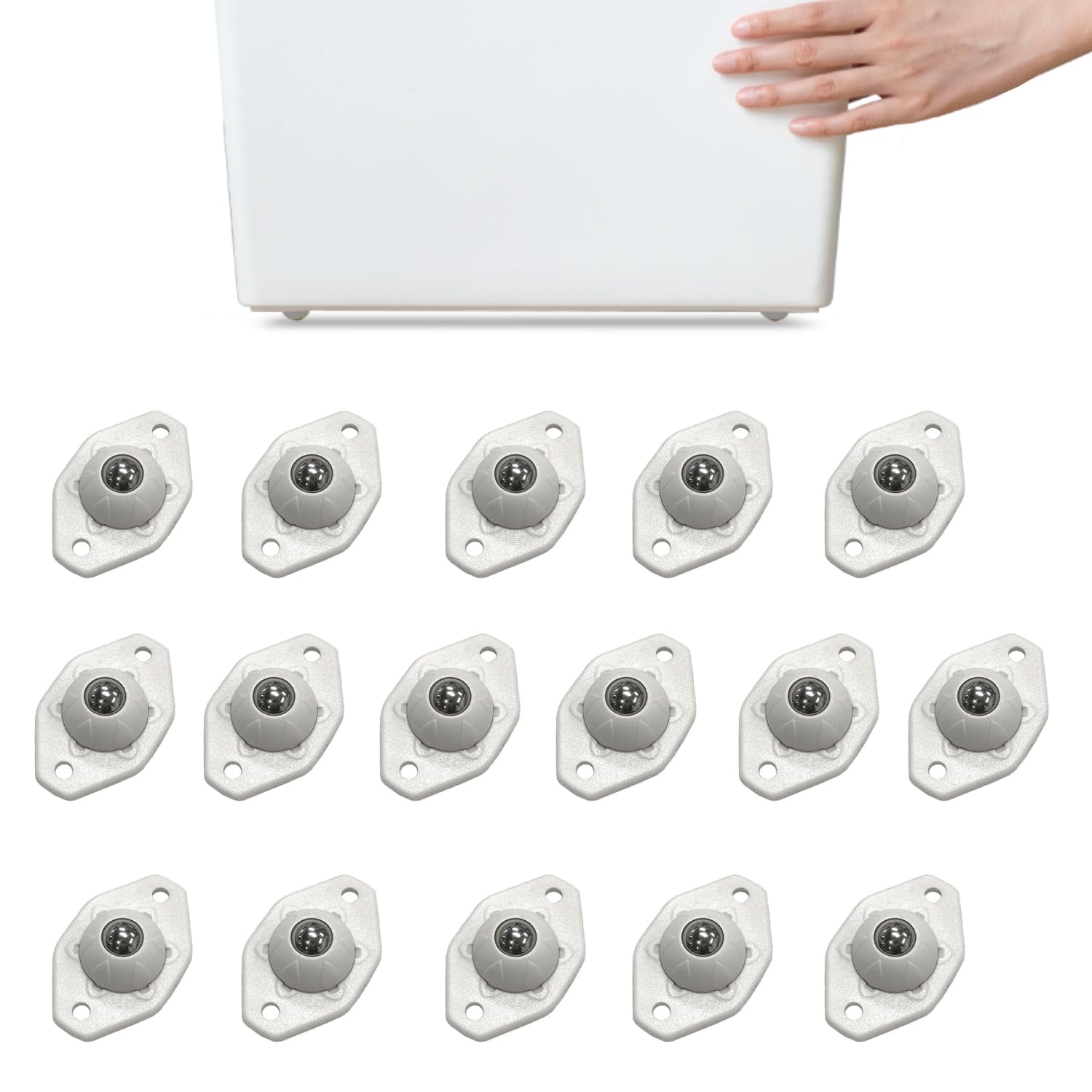 Ruote autoadesive girevoli a 360° per piccoli elettrodomestici, ruote universali in acciaio con rullo per piano di lavoro della cucina, cestino per la spazzatura fai da te (bianco, 16 pezzi)