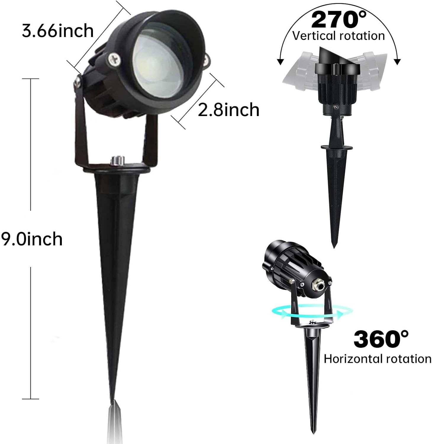 Low Voltage Landscape Lights Outdoor LED Landscape Lighting with Connectors 5W 500LM Focusing Lens Spotlights,24V AC/DC 3000K Warm White Waterproof IP65 Pathway Garden Yard Lights 6PACK