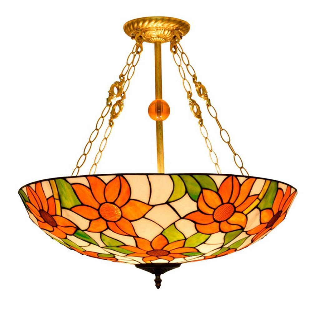 YNIYUJKL 24-Inch Pendant Light, Tiffany-Style Anti-Chandelier Lighting, Stained Glass Morning Glory Ceiling Hanging Lamp, Used In Dining Room, Coffee And Living Room