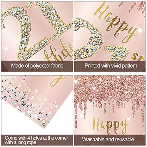 Image of Happy 21st Birthday Door Banner Backdrop Decorations for Women, Pink Rose Gold 21 Birthday Party Door Cover Sign Supplies, 21 Year Old Bday Poster Background Photo Booth Props Decor