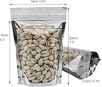 Vista 6 de Bolsa resellable de Mylar con cremallera para almacenamiento de alimentos, bolsas de papel de aluminio a prueba de olores, 5.5 x 7.9 pulgadas, 100