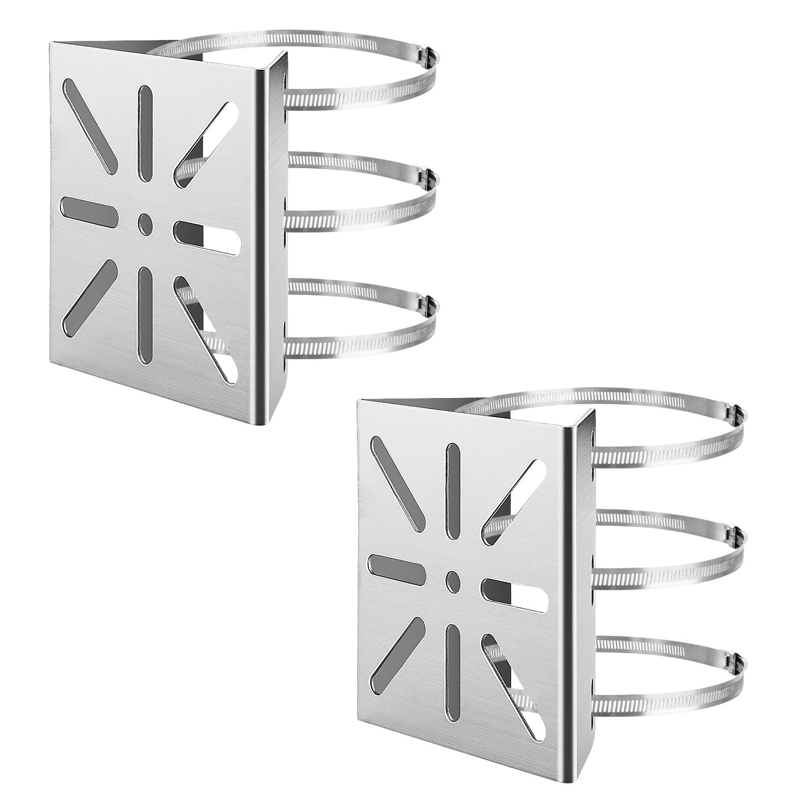WOPPLXY 2PCS Universal Vertical Pole Mount for Security Cameras No Drill Stainless Steel Brackets for Poles Mounting Corner Bracket for CCTV Cameras