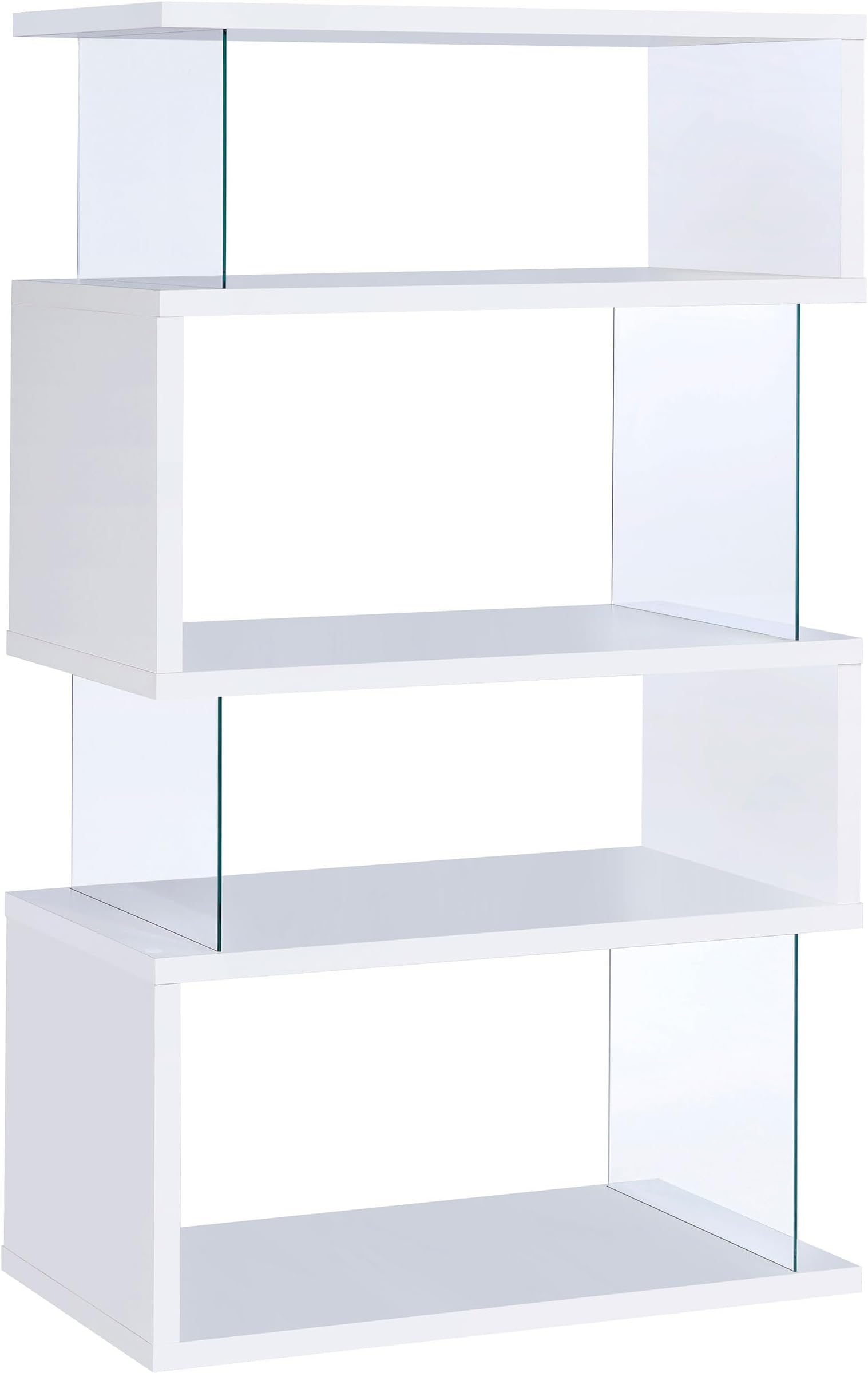 Coaster Home Furnishings Emelle 63-inch 4-Shelf Glass Panel Bookshelf White 800300